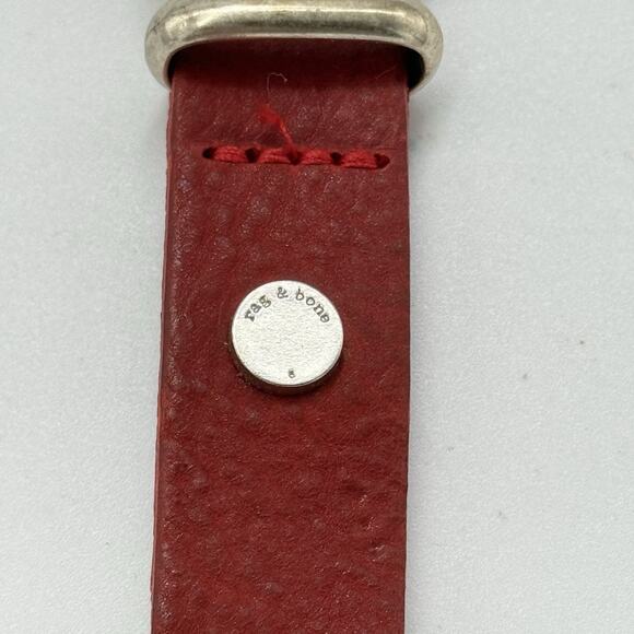 Rag & Bone RED Leather Jet Skinny Belt Logo SIZE SMALL (31-35") Womens England - Picture 9 of 9